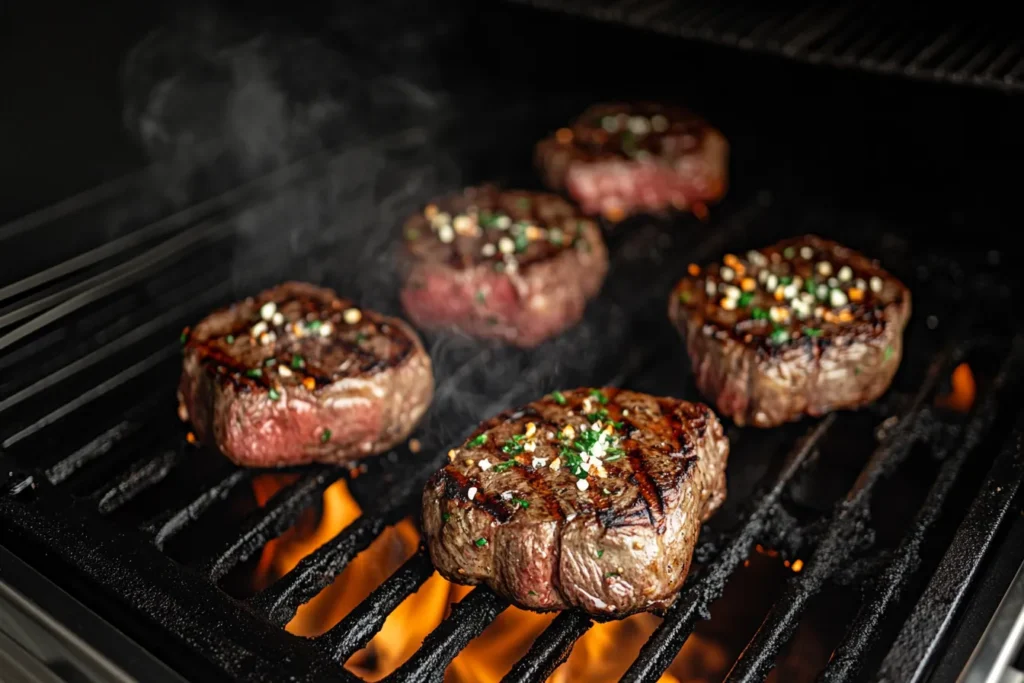 Searing filet mignon on the grill