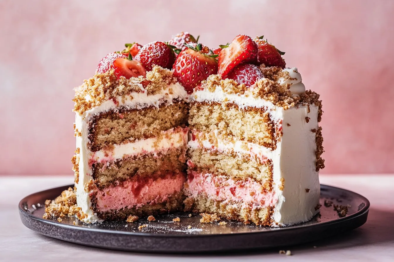 Delicious Strawberry Crunch Cake