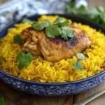 Irresistible chicken and yellow rice recipe close-up